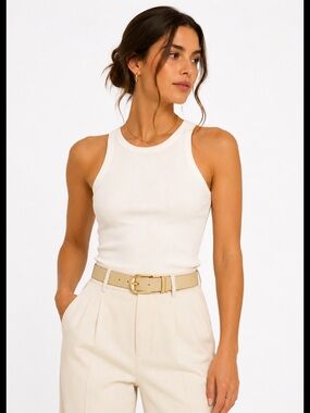 Beige Belt with Gold Buckle BN  55” Long
